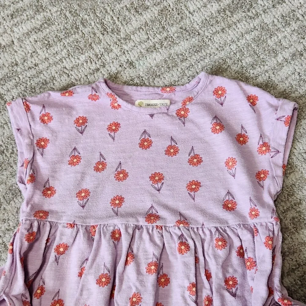 TUCKER + TATE girl's Amelia floral short sleeve dress Purple Lupine size 5